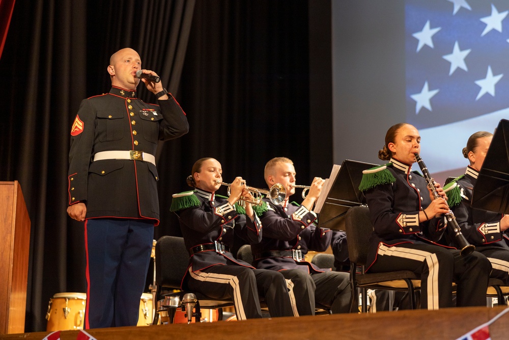 2nd Marine Division Band and the Norwegian Army’s “His Majesty the King’s Guard” perform at Camp Lejeune