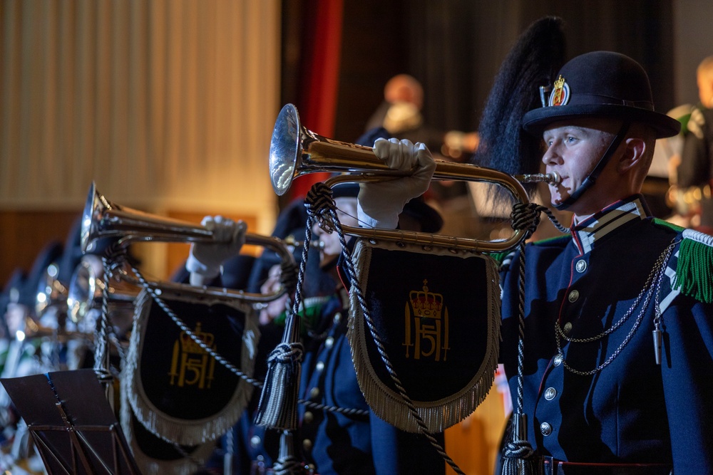2nd Marine Division Band and the Norwegian Army’s “His Majesty the King’s Guard” perform at Camp Lejeune
