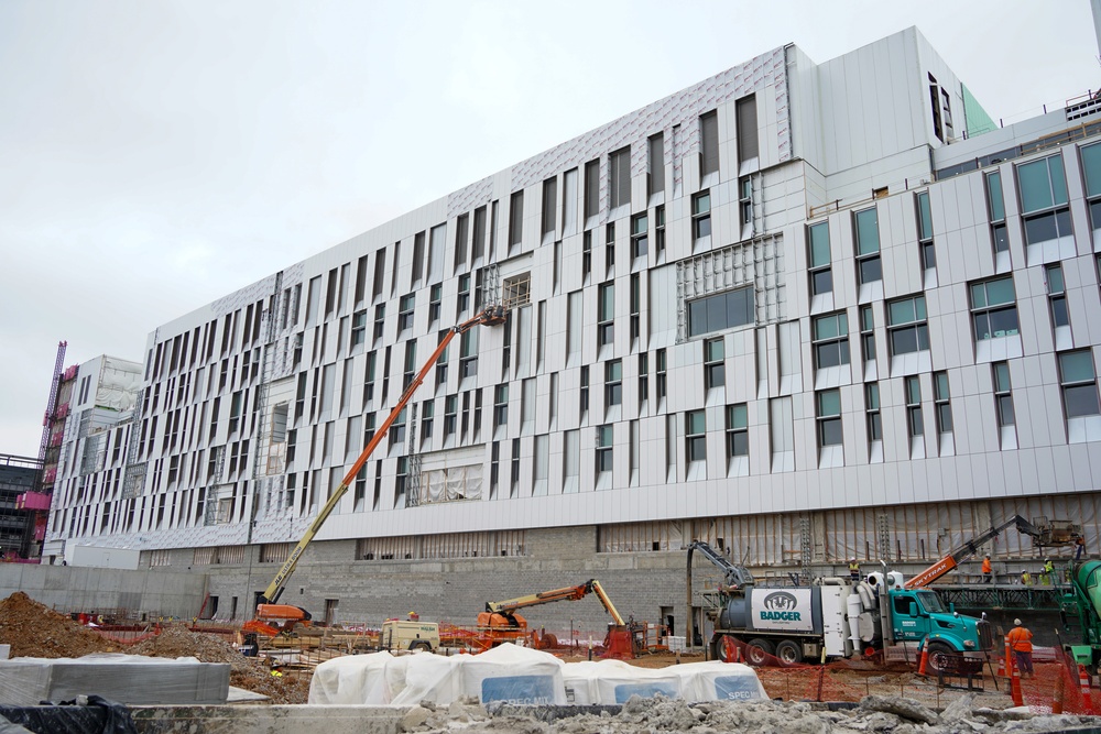 Construction work continues on the site of the Louisville VA Medical Center April 30, 2025
