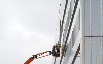 Construction work continues on the site of the Louisville VA Medical Center April 30, 2025