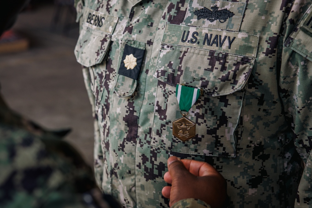 U.S. Navy sailors awarded at going away ceremony
