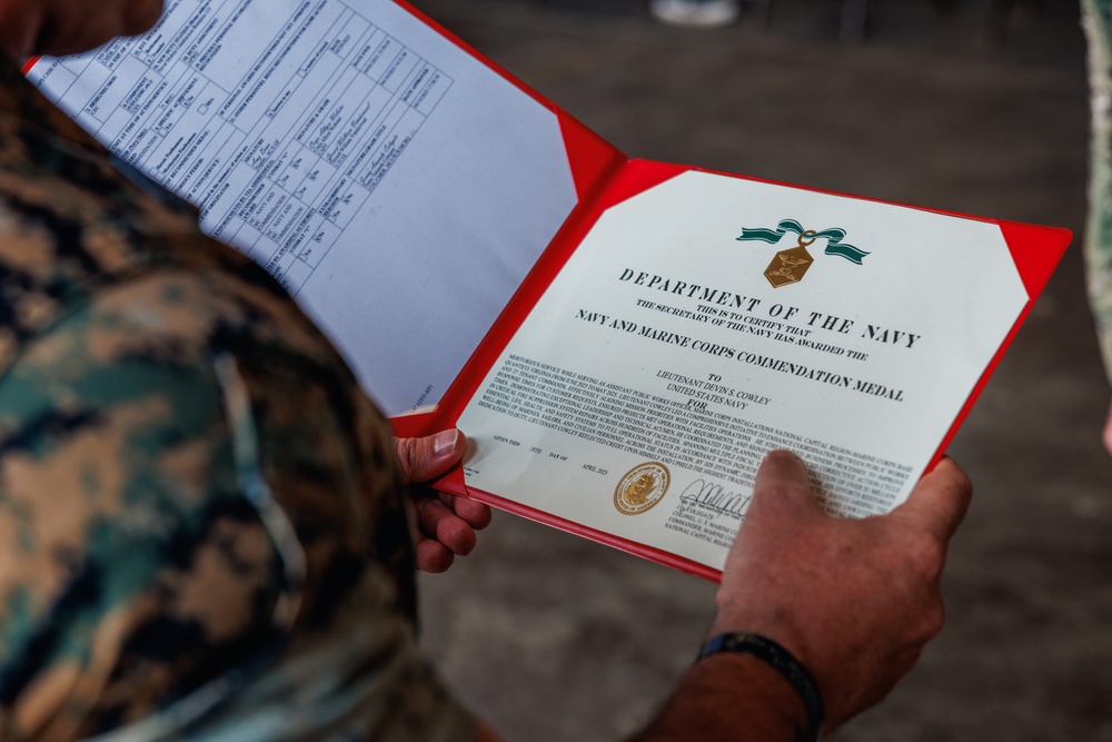 U.S. Navy sailors awarded at going away ceremony