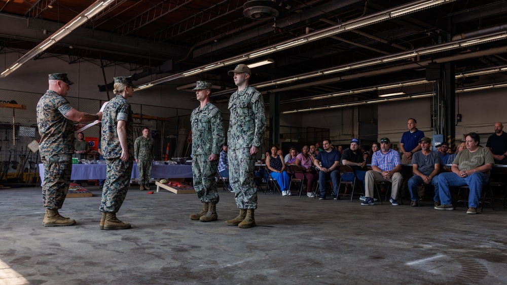 U.S. Navy sailors awarded at going away ceremony