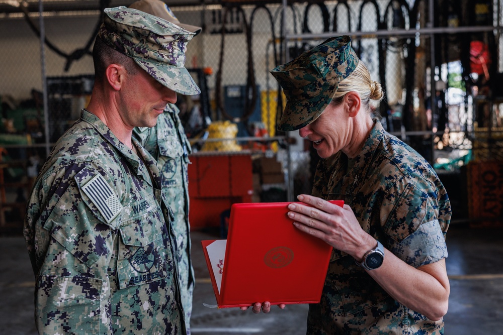 U.S. Navy sailors awarded at going away ceremony