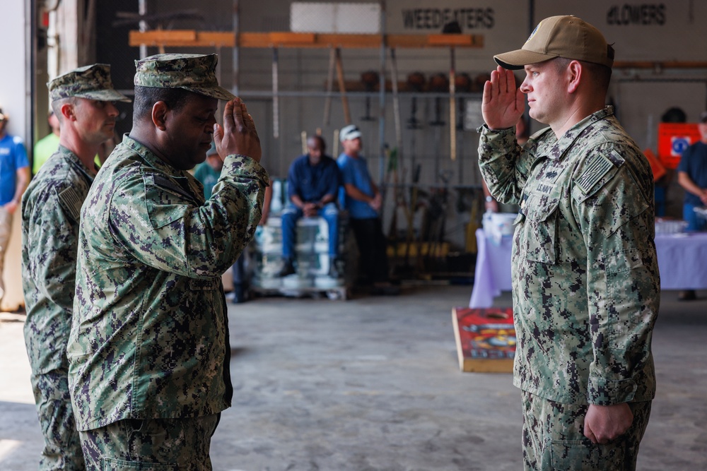 U.S. Navy sailors awarded at going away ceremony