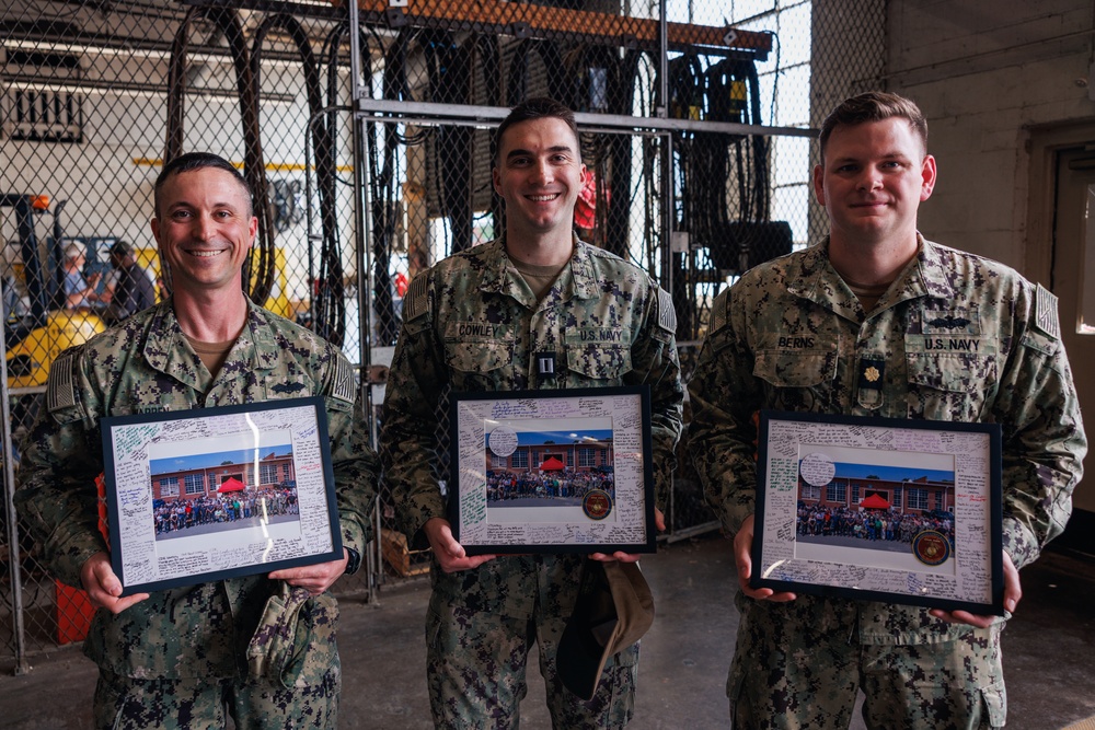 U.S. Navy sailors awarded at going away ceremony