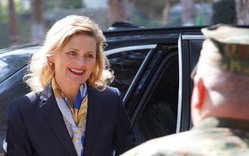 U.S. Department of State Charge d'affairs, Nancy VanHorn visits U.S. Army and Albanian Armed Forces Soldiers in the field