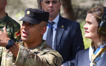 U.S. Department of State Charge d'affairs, Nancy VanHorn visits U.S. Army and Albanian Armed Forces Soldiers in the field
