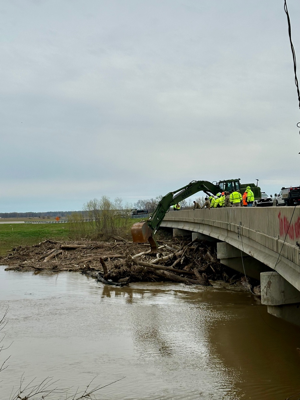 Indiana National Guardsmen supported efforts in southern Indiana to clear a log jam