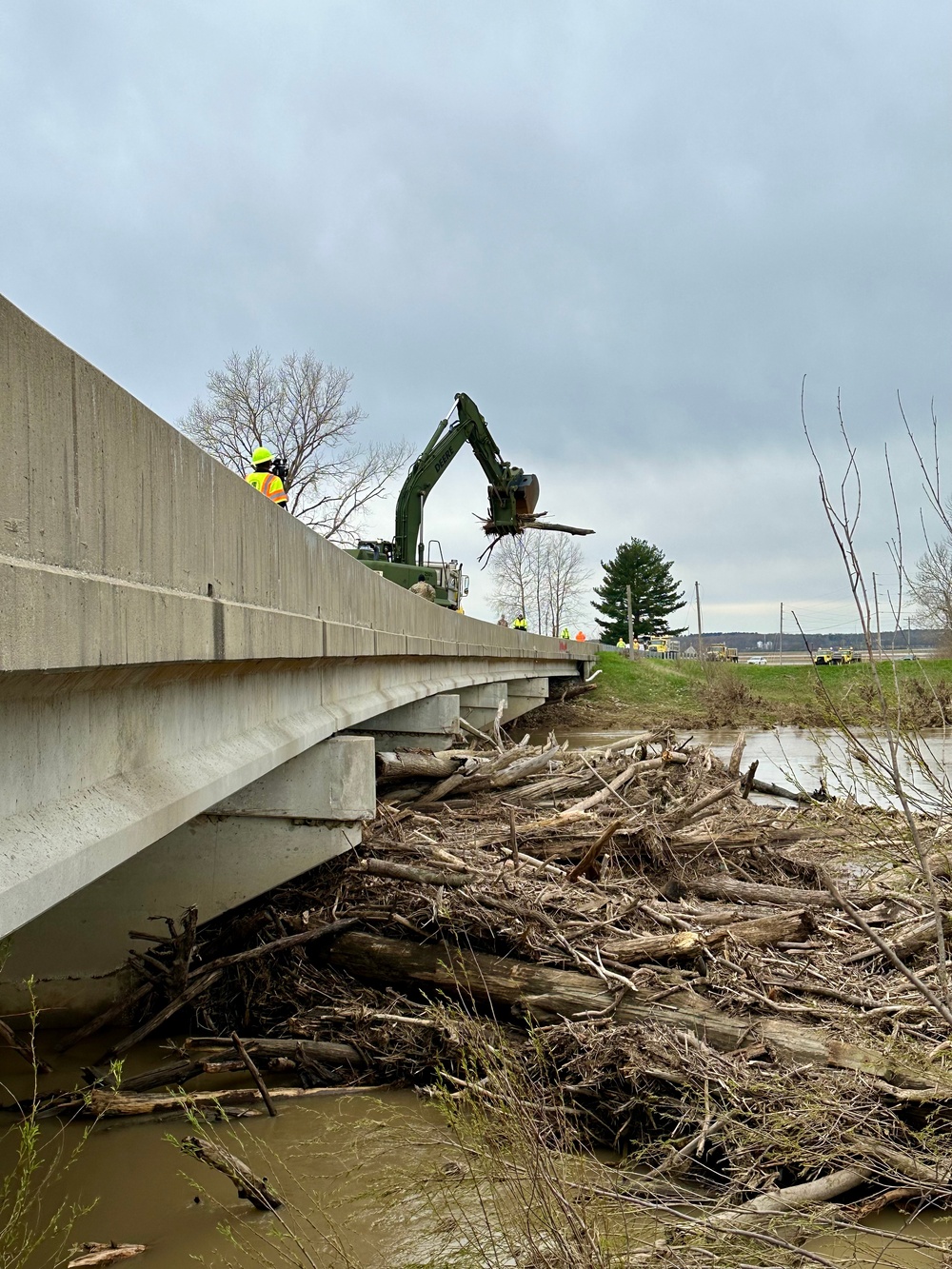 Indiana National Guardsmen supported efforts in southern Indiana to clear a log jam