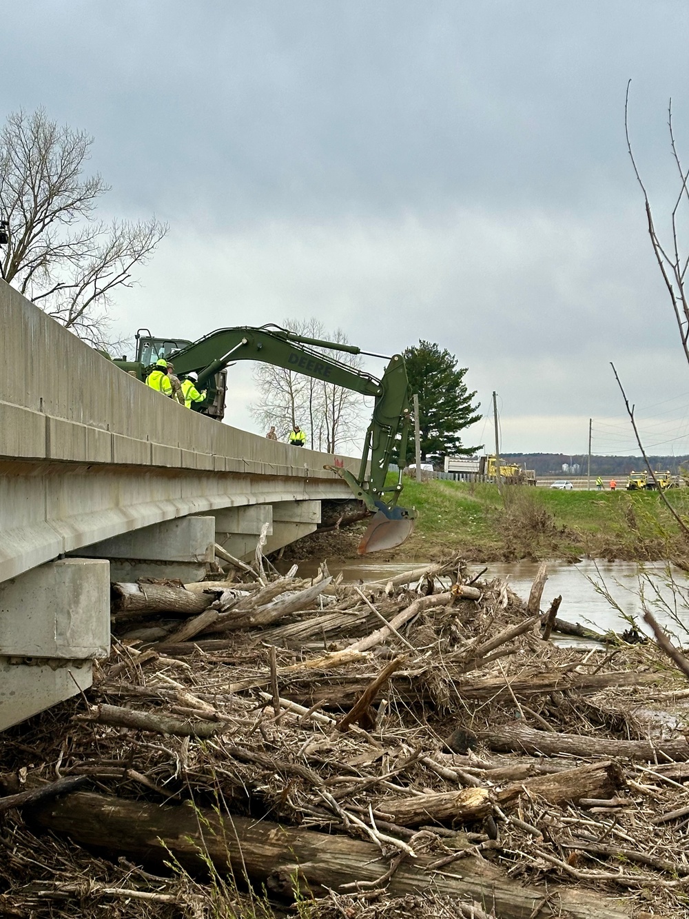 Indiana National Guardsmen supported efforts in southern Indiana to clear a log jam
