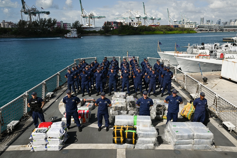 Coast Guard offloads more than $14 million in illicit drugs interdicted in Caribbean Sea