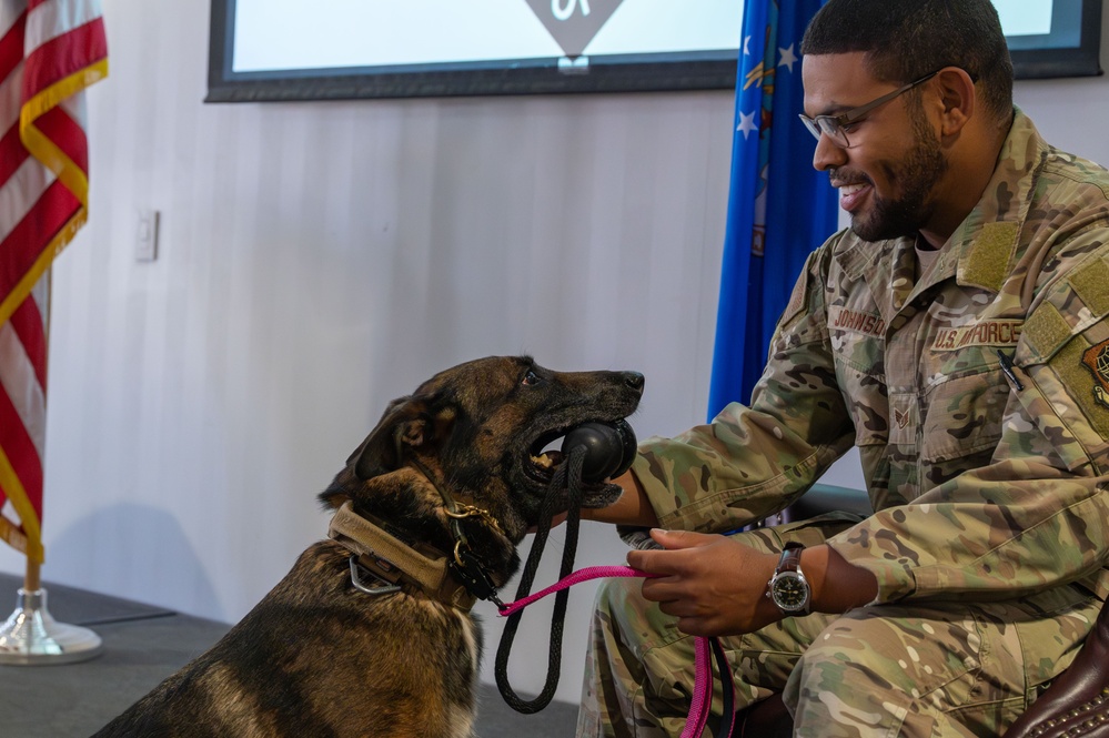 From patrols to playtime: 355th Security Forces Squadron military working dog Layka retires