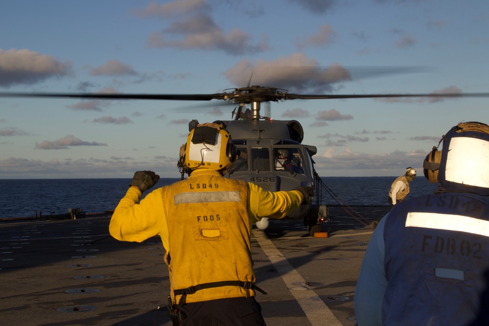 Flight operations aboard USS Harpers Ferry