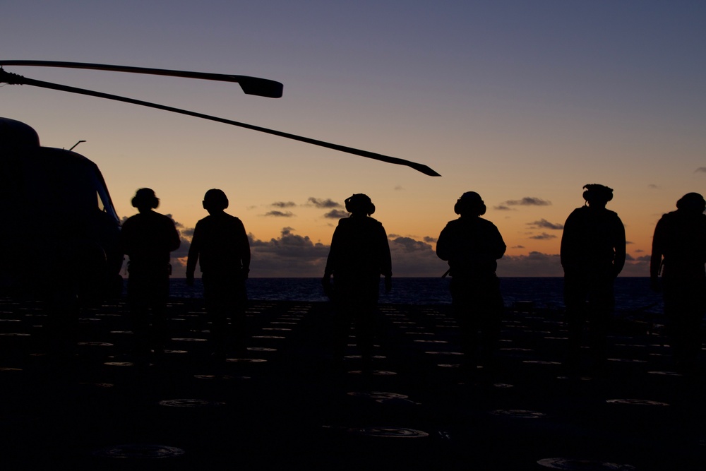 Flight operations aboard USS Harpers Ferry