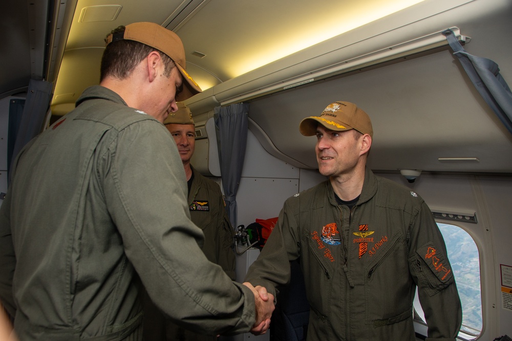 Tiger 77 and Tiger 76 of VP-8 celebrate the Change of Command