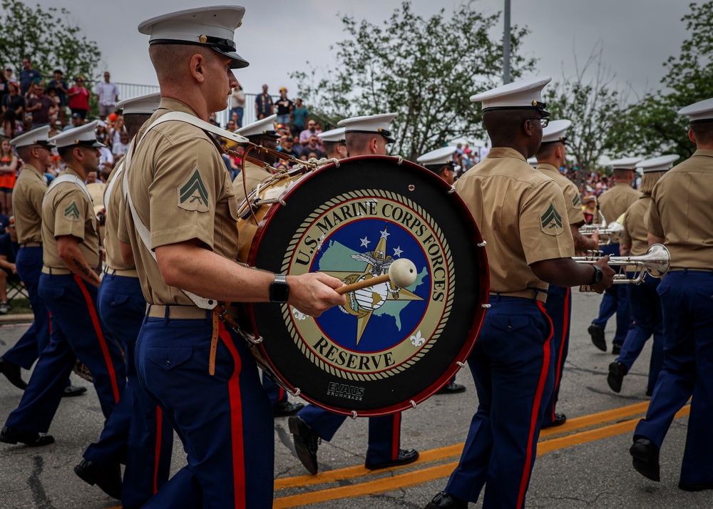 Marine Forces Reserve Band Performs at Battle of the Flowers Parade