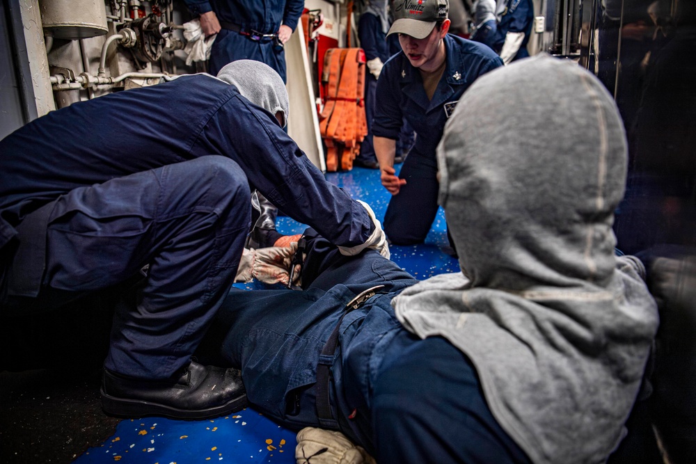Nimitz Sailors Participate in a General Quarters Drill