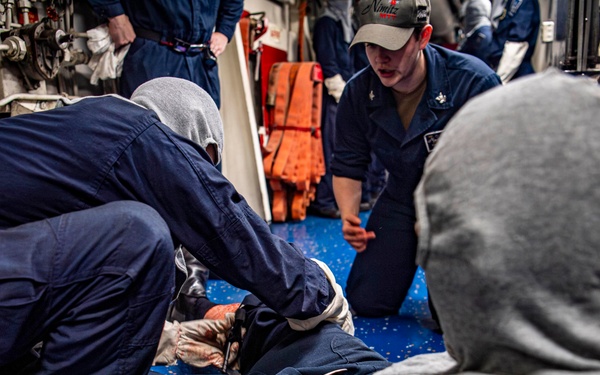 Nimitz Sailors Participate in a General Quarters Drill
