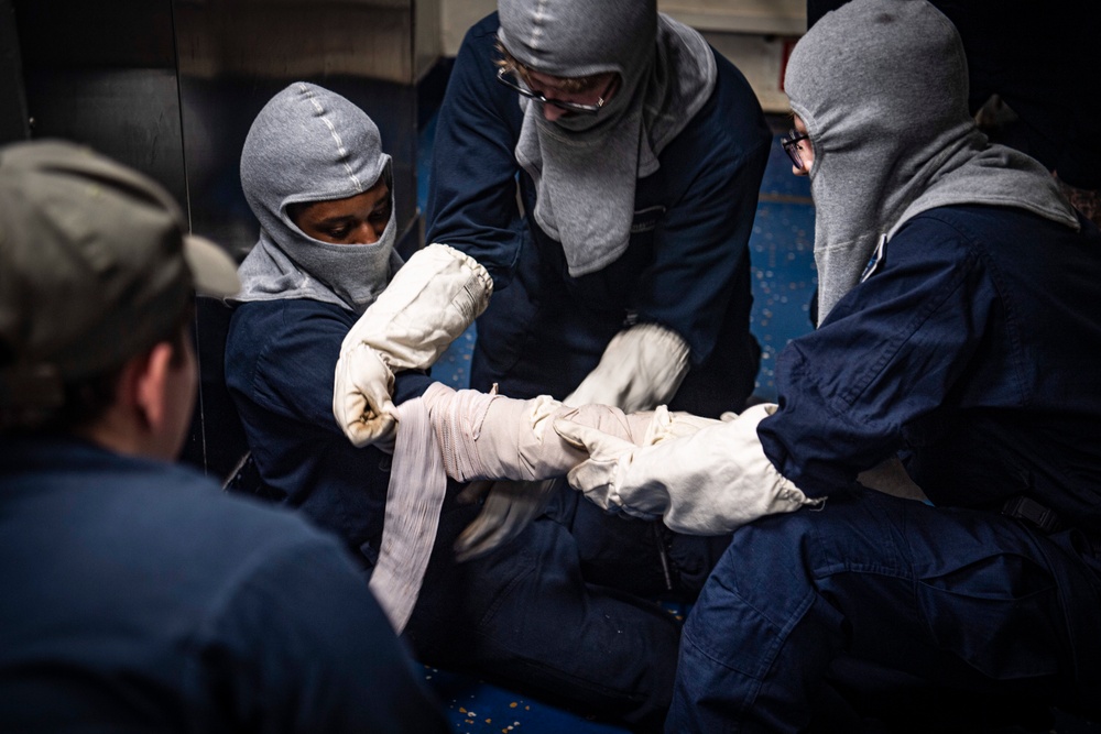 Nimitz Sailors Participate in a General Quarters Drill
