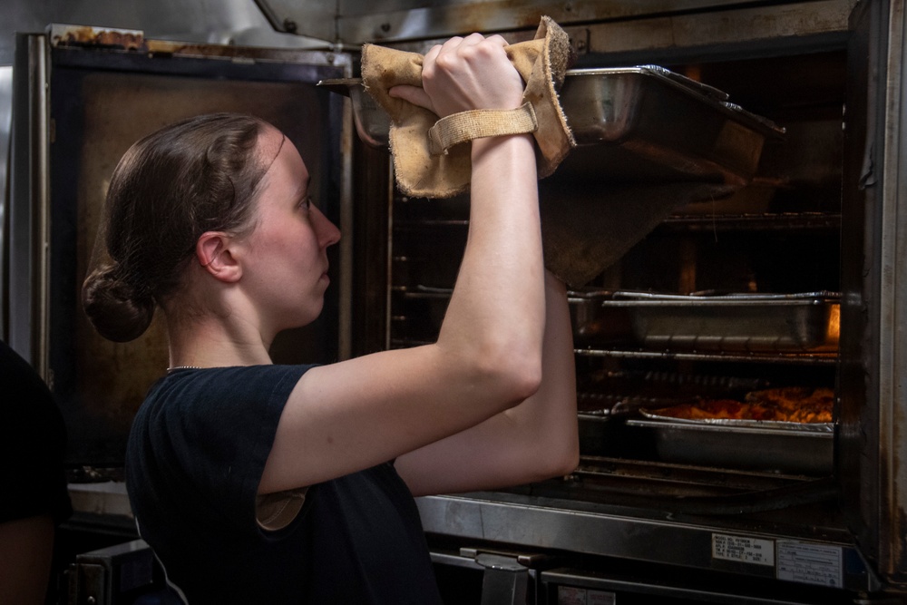 Nimitz Sailor Prepares Galley Food