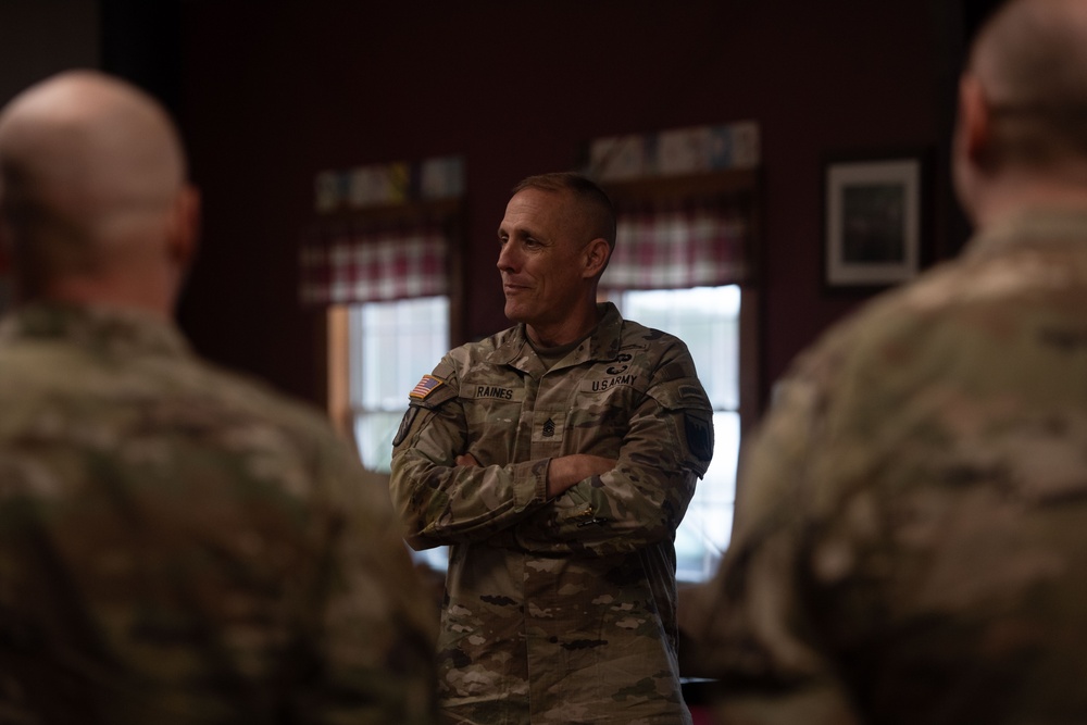 Senior Enlisted Advisor to the Chief of the National Guard Bureau, John Raines, Discusses Guard Tour 2025 Exercise with the 265th Combat Communications Squadron