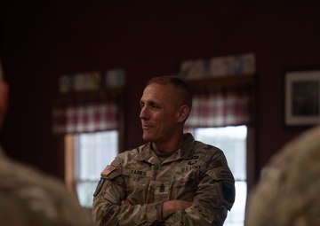 Senior Enlisted Advisor to the Chief of the National Guard Bureau, John Raines, Discusses Guard Tour 2025 Exercise with the 265th Combat Communications Squadron