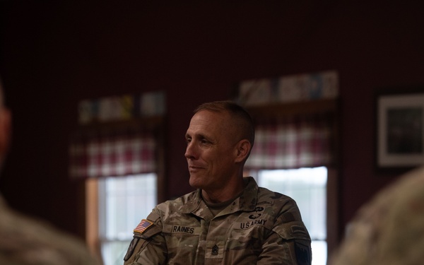 Senior Enlisted Advisor to the Chief of the National Guard Bureau, John Raines, Discusses Guard Tour 2025 Exercise with the 265th Combat Communications Squadron
