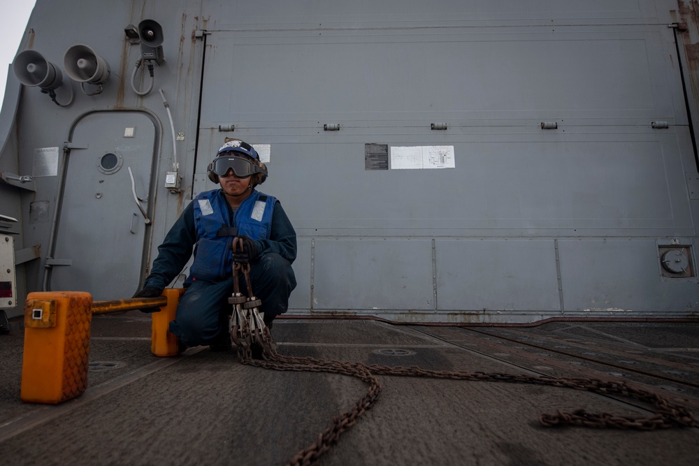 USS Sterett conducts operations in the U.S. Central Command area of responsibility as part of the Carl Vinson Carrier Strike Group