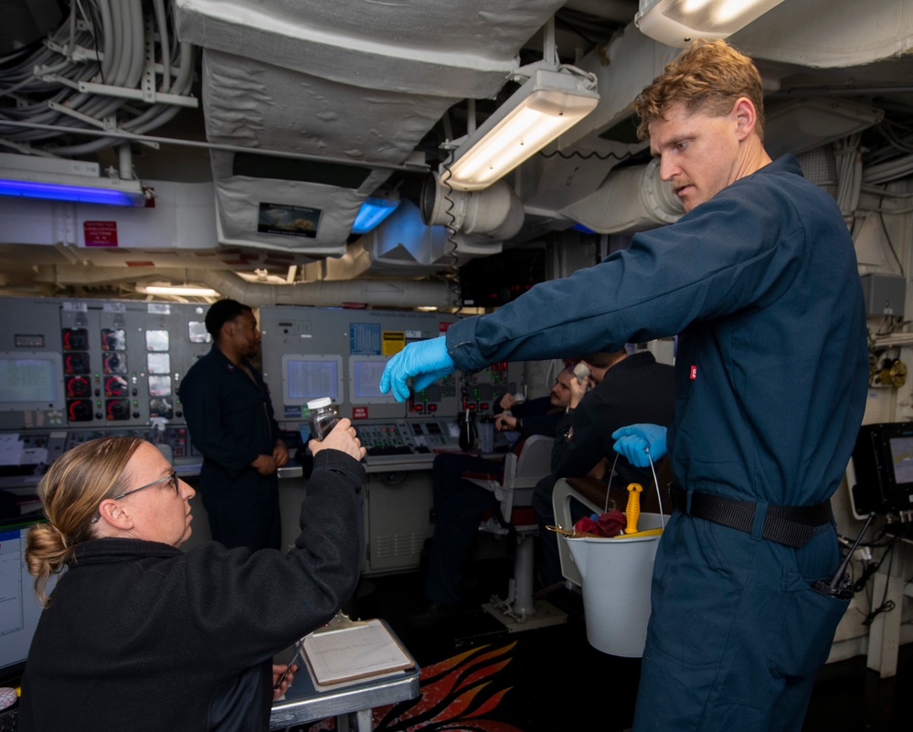 USS Sterett conducts operations in the U.S. Central Command area of responsibility as part of the Carl Vinson Carrier Strike Group