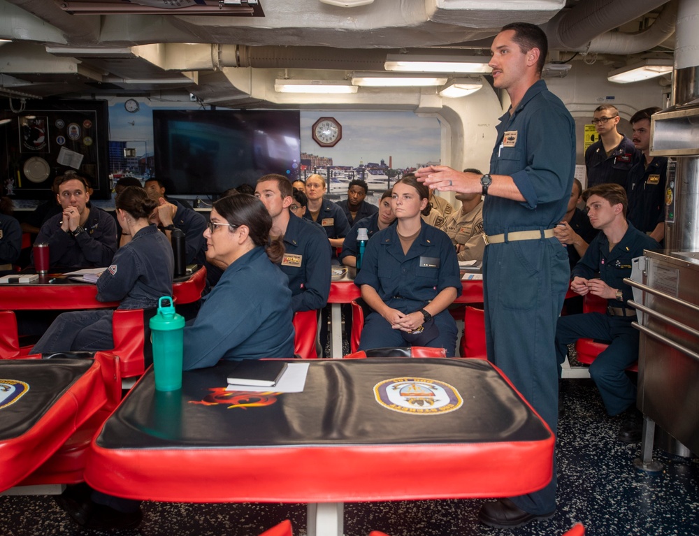 USS Sterett conducts operations in the U.S. Central Command area of responsibility as part of the Carl Vinson Carrier Strike Group