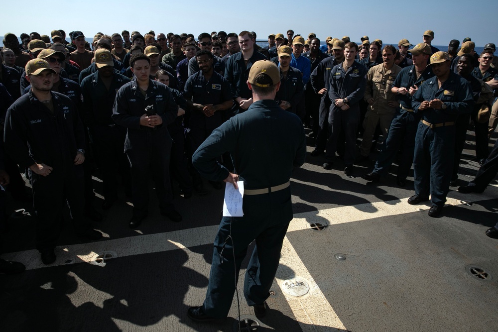 USS Wayne E. Meyer conducts operations in the U.S. Central Command area of responsibility as part of the Carl Vinson Carrier Strike Group