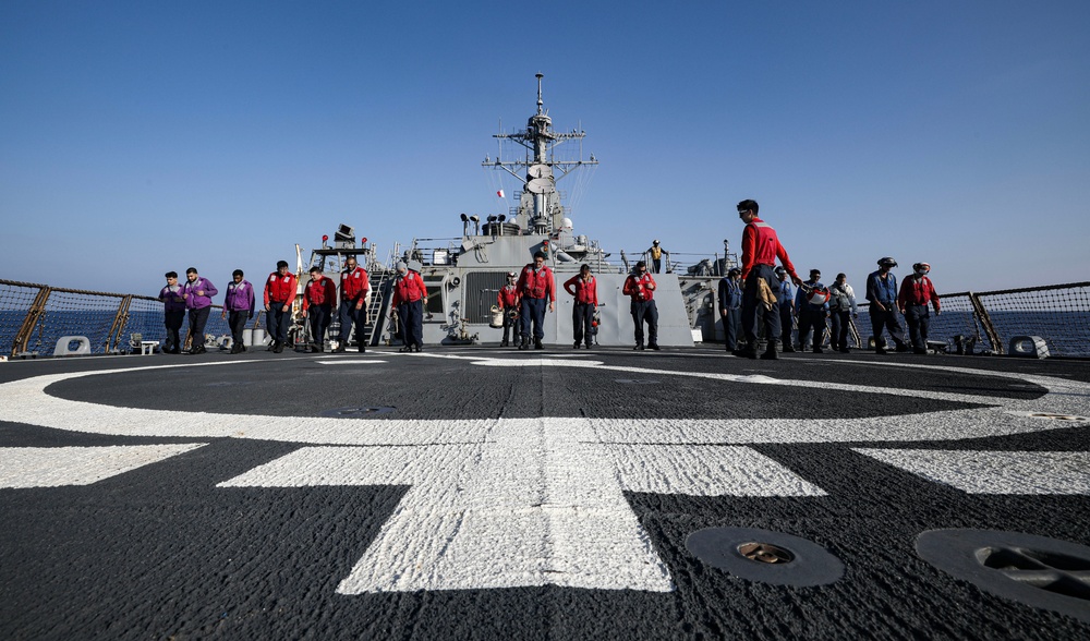 USS Milius conducts operations in the U.S. Central Command area of responsibility as part of the Carl Vinson Carrier Strike Group