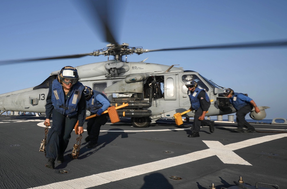 USS Milius conducts operations in the U.S. Central Command area of responsibility as part of the Carl Vinson Carrier Strike Group