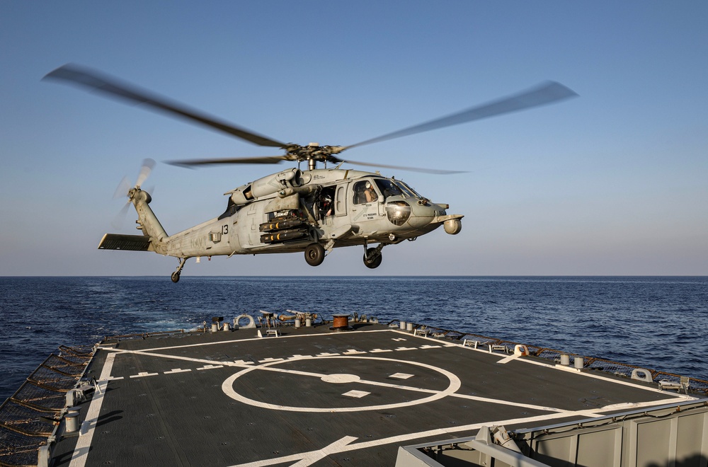 USS Milius conducts operations in the U.S. Central Command area of responsibility as part of the Carl Vinson Carrier Strike Group