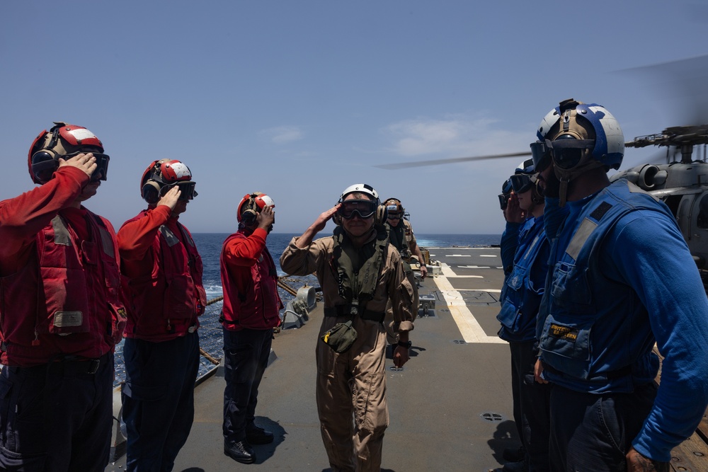 U.S. Navy Rear Adm. Sean Bailey, commander of Carrier Strike Group 8, Visits USS Oscar Austin (DDG 79)
