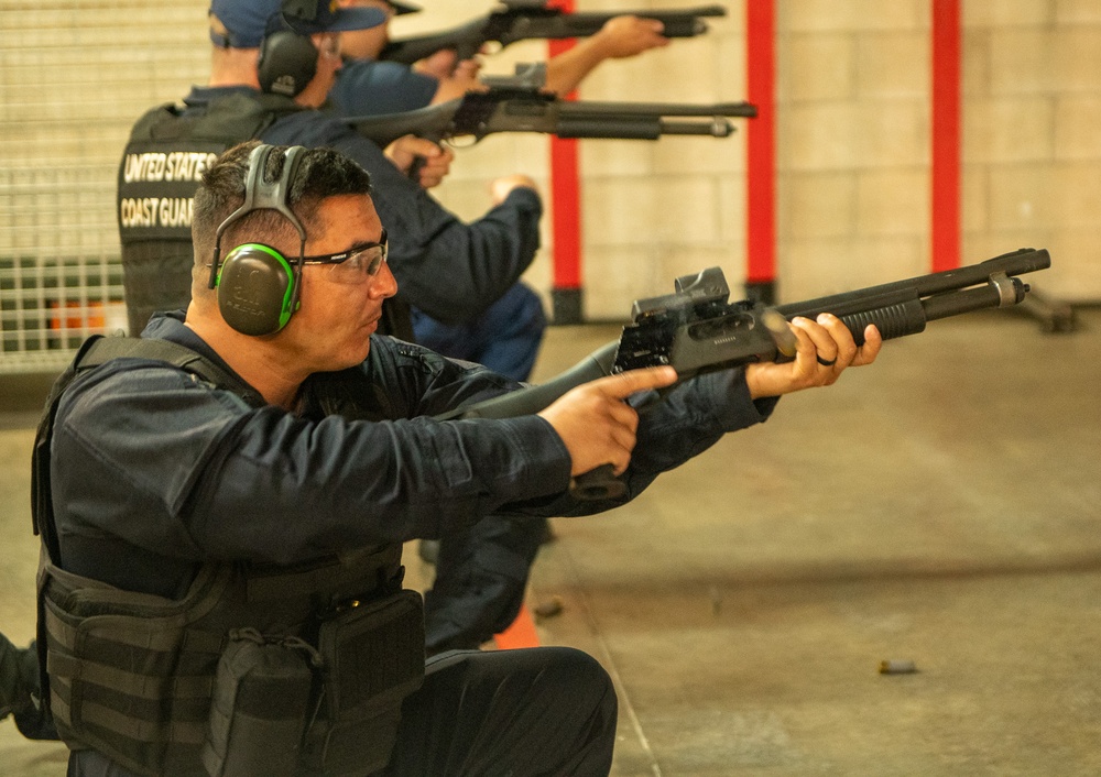 U.S. Coast Guard Cutter Stratton crew train to qualify with the Remington H70 shotgun in preparation of its upcoming patrol in Honolulu
