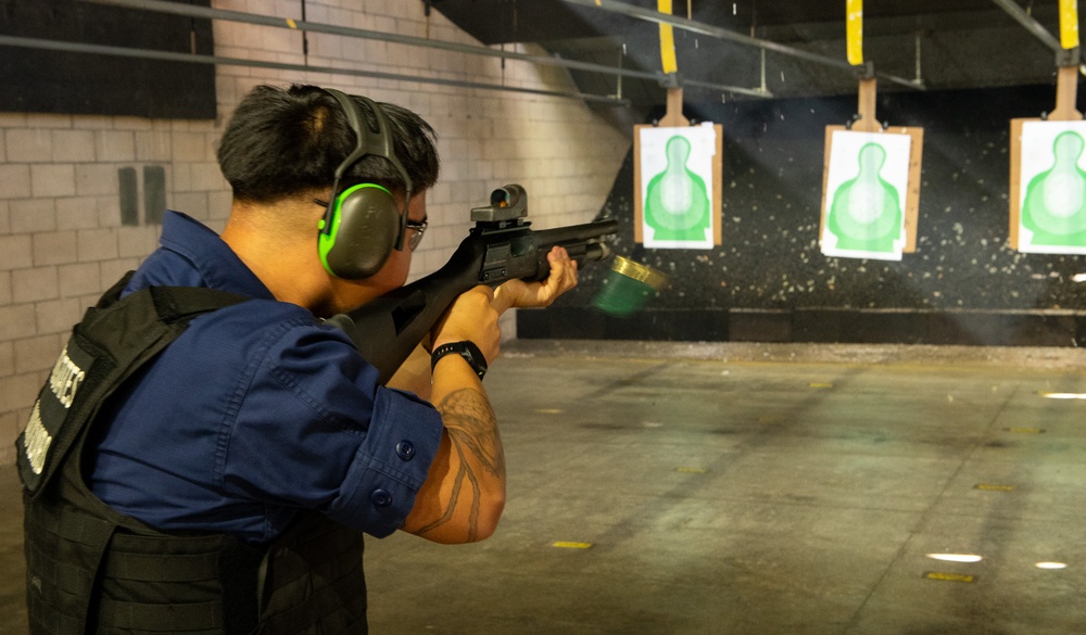 U.S. Coast Guard Cutter Stratton crew train to qualify with the Remington H70 shotgun in preparation of its upcoming patrol in Honolulu
