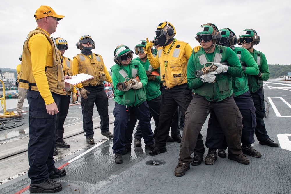 George Washington Sailors train during a general quarters drill
