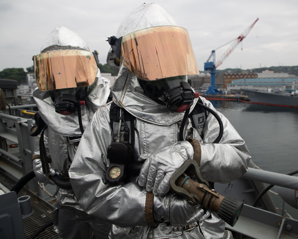 George Washington Sailors train during a general quarters drill
