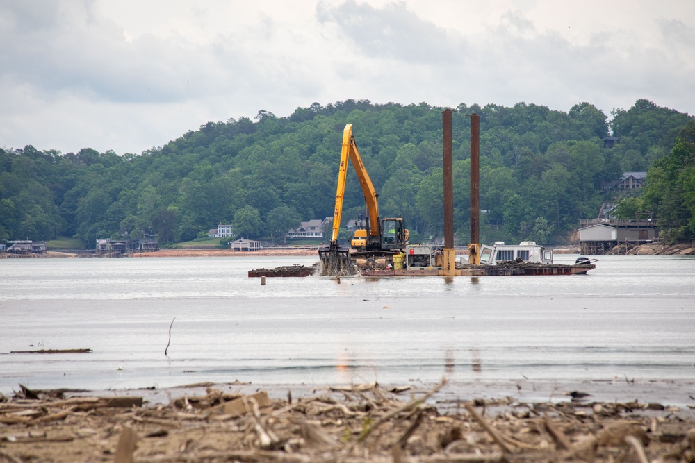 U.S. Army Corps of Engineers Hurricane Helene debris removal efforts at Lake Lure