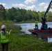 Barges remove hurricane Helene debris at Lake Emery