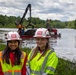 Barges remove hurricane Helene debris at Lake Emery