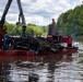 Barges remove hurricane Helene debris at Lake Emery