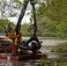 Barges remove hurricane Helene debris at Lake Emery