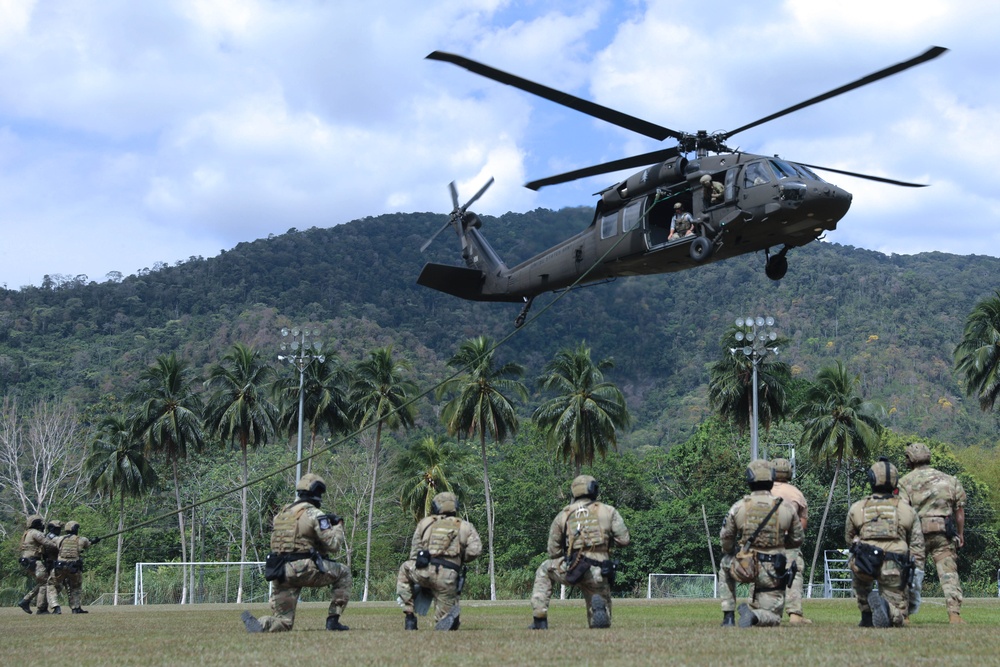 Multinational forces conduct fast-rope training during TRADEWINDS 25