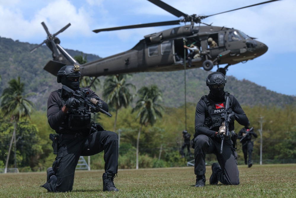 Multinational forces conduct fast-rope training during TRADEWINDS 25