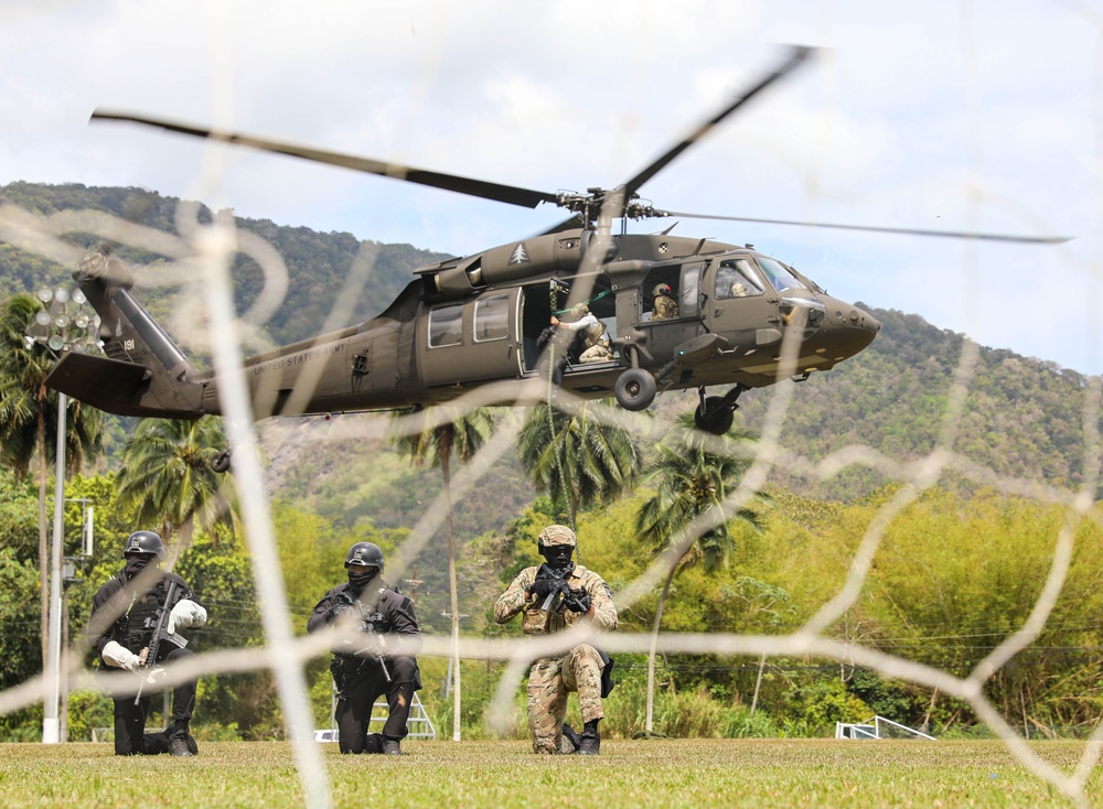Multinational special operations forces conduct fast-rope insertion training during TRADEWINDS 25