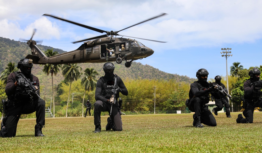 Multinational special operations forces conduct fast-rope insertion training during TRADEWINDS 25