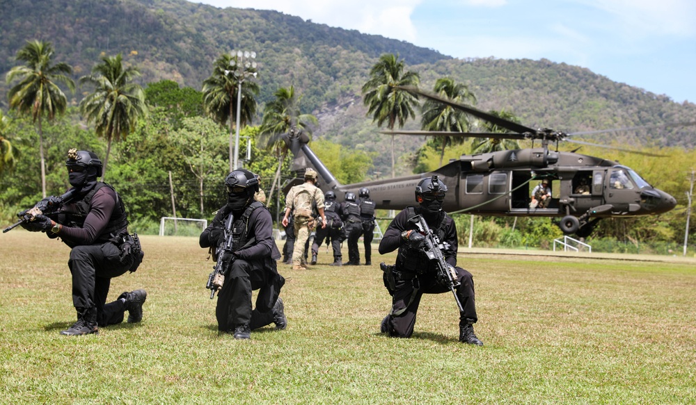 Multinational special operations forces conduct fast-rope insertion training during TRADEWINDS 25